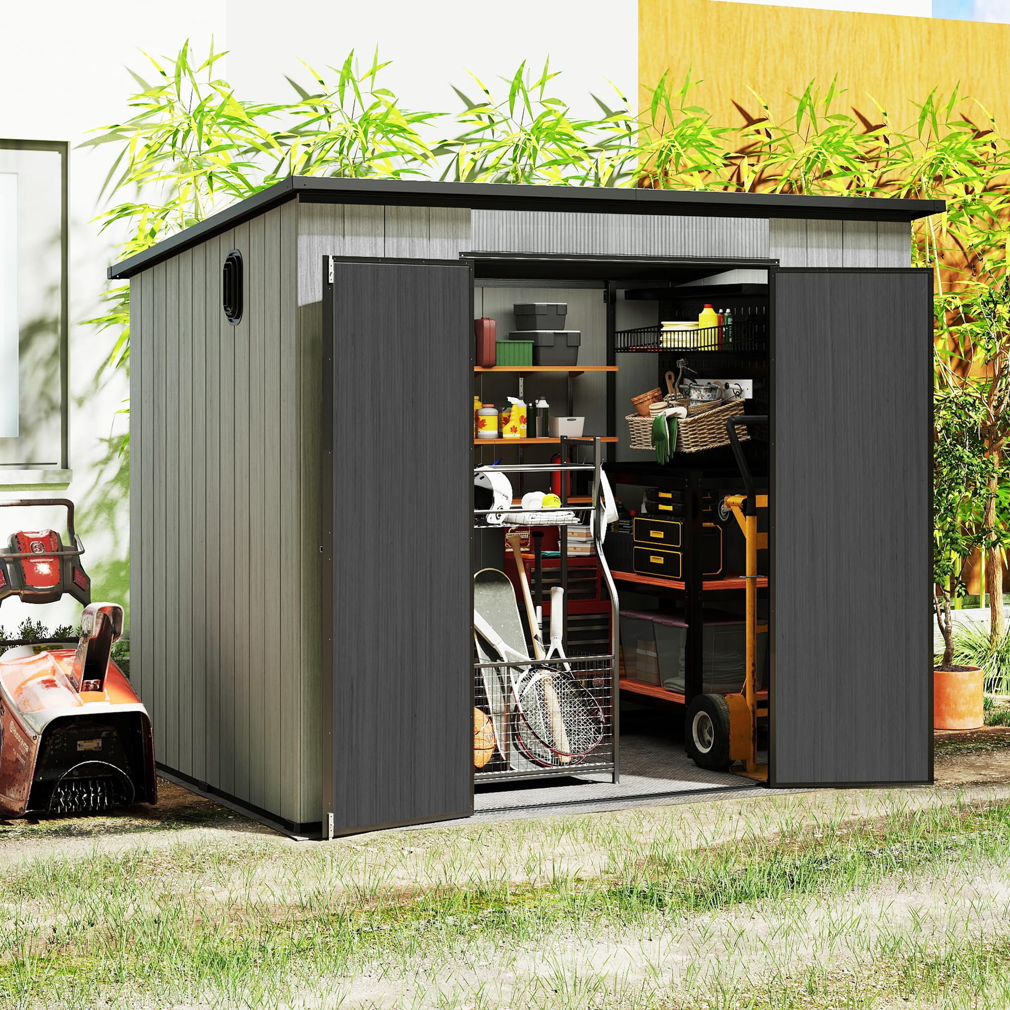 Amazon.com : Domi 6x8FT Outdoor Resin Storage Shed with
